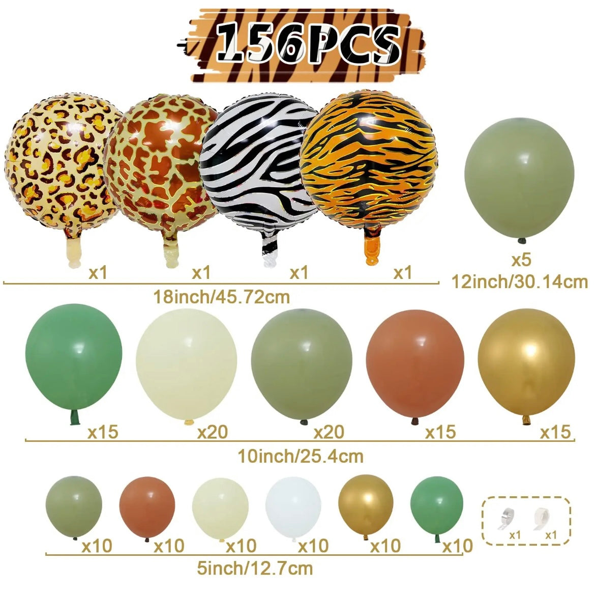 Safari Wild One Theme Balloon Arch - 156 Pieces
