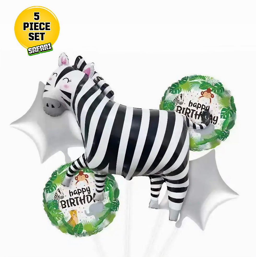 Safari Wild One Birthday Balloons - Zebra Set