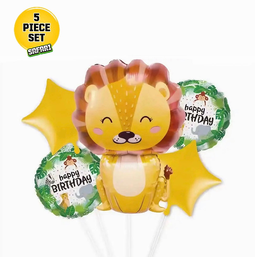 Safari Wild One Birthday Balloons - Lion Set