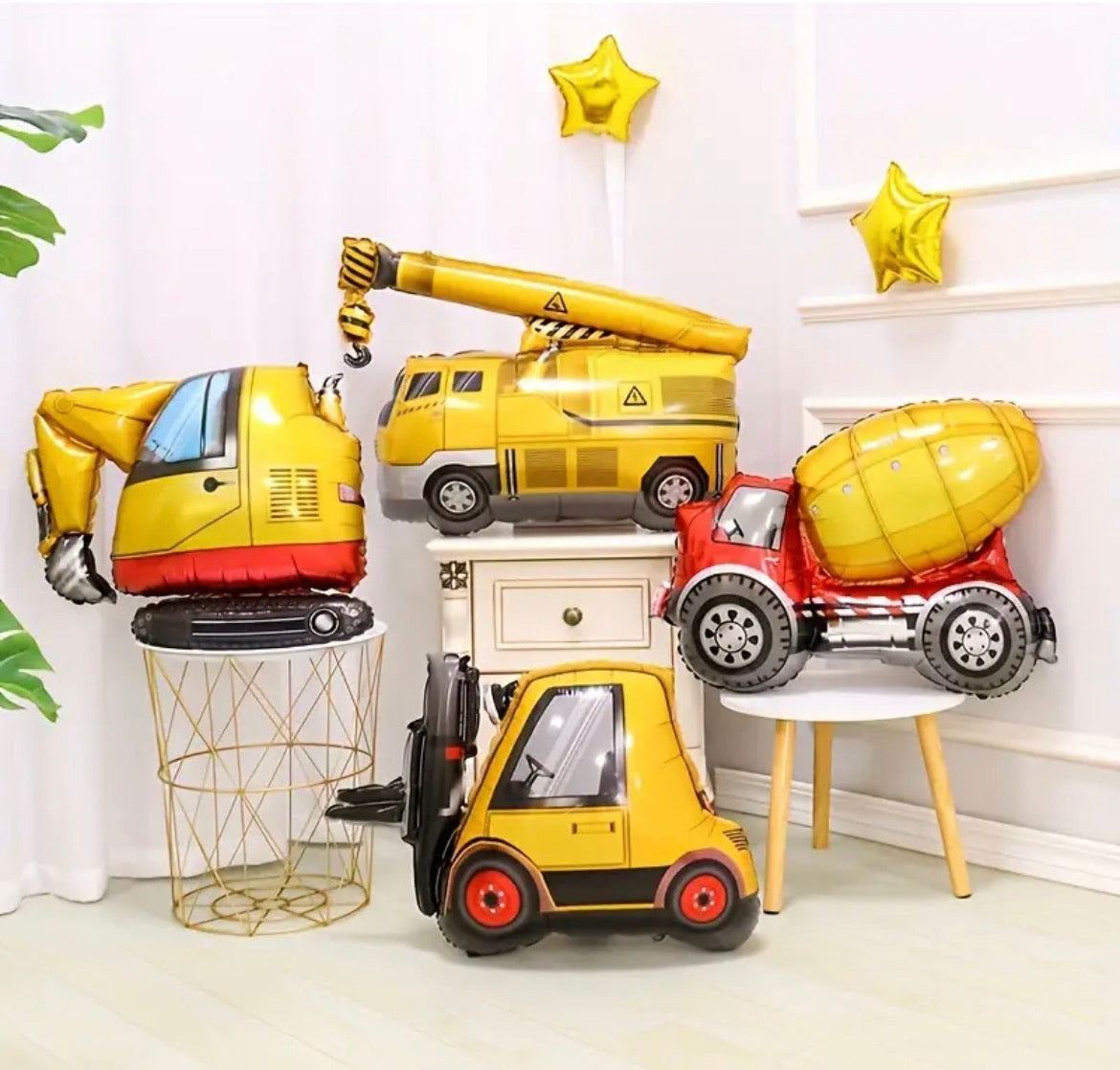 Construction Excavator Balloon - Set of 4