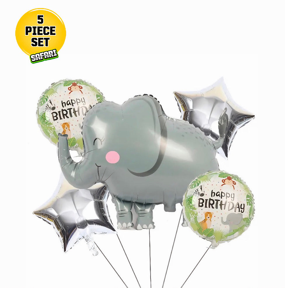 Safari Wild One Birthday Balloons - Elephant Set
