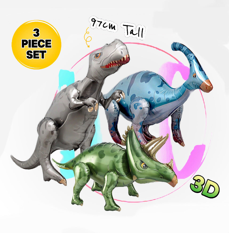 3D Dinosaur Birthday Balloons - Set of 3