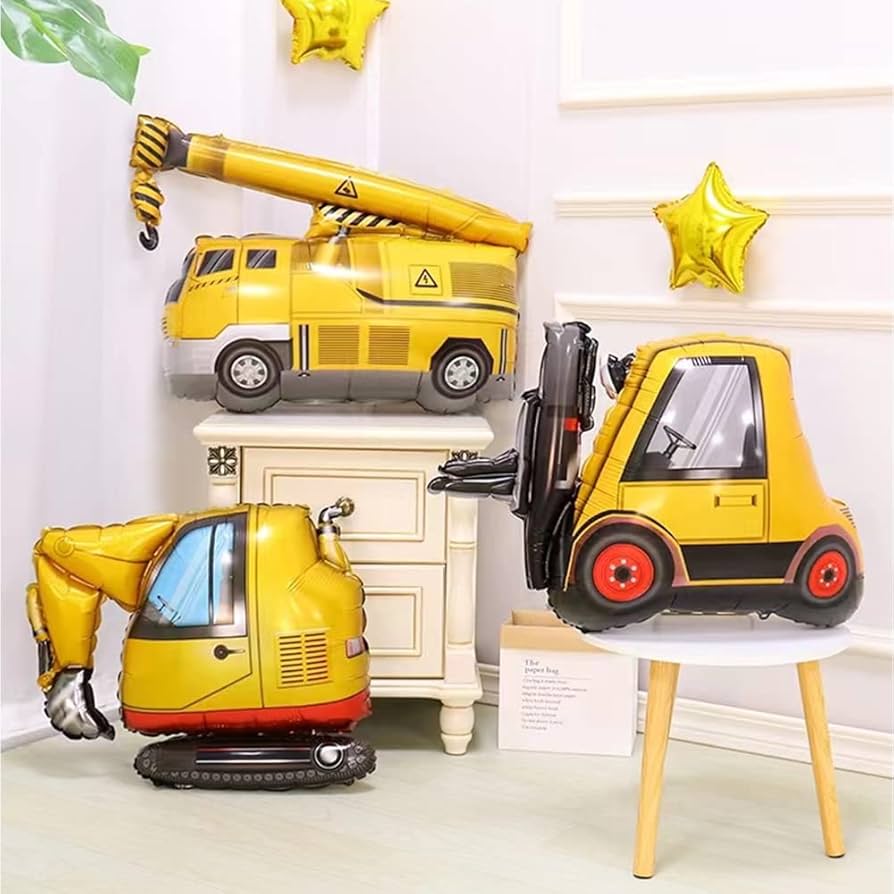 Construction Excavator Balloon - Set of 4