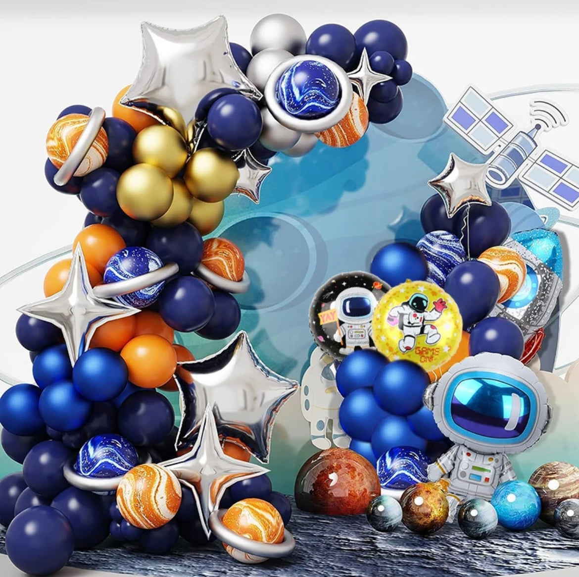 Space Theme Birthday Balloon Arch - 116 Piece Set