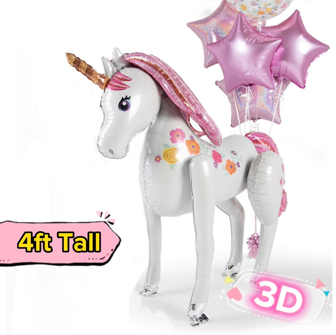 Giant 3D Unicorn Balloon Unicorn - Airwalker