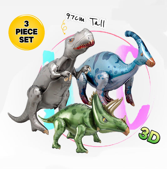3D Dinosaur Birthday Balloons - Set of 3