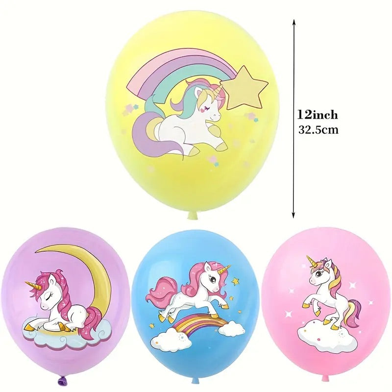 Unicorn Latex Balloons - Set of 12