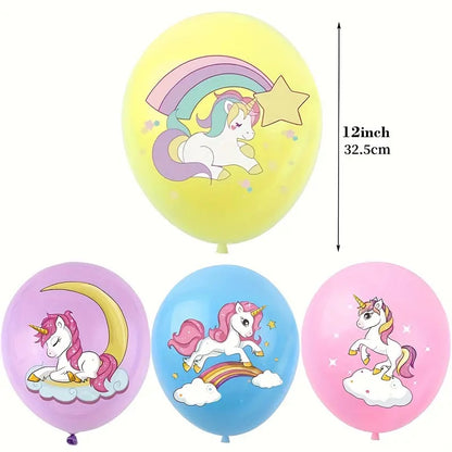 Unicorn Latex Balloons - Set of 12