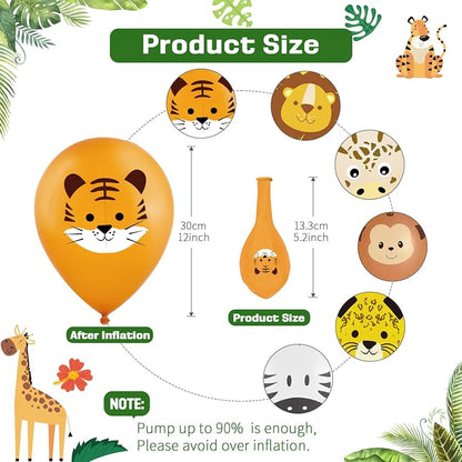 Animal Safari Latex Balloons Set of 12 or 24