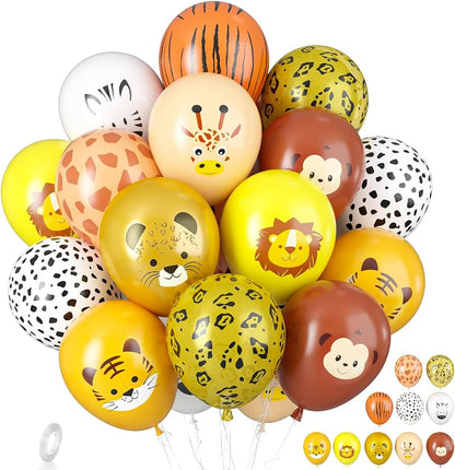 Safari Animal Latex Balloons - Set of 12